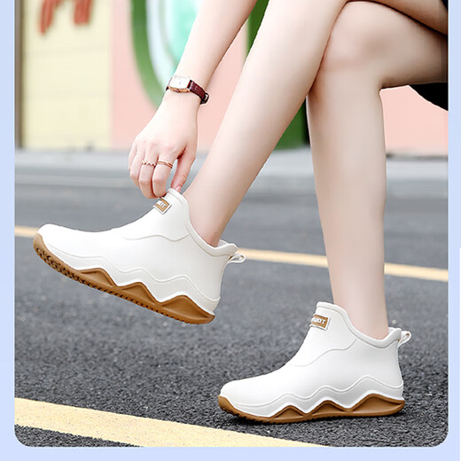 Botas de lluvia Remtin Tubo corto Botas de lluvia impermeables para mujeres Cañas de goma anti-desgaste antideslizante Cocina de coches de goma Color 37