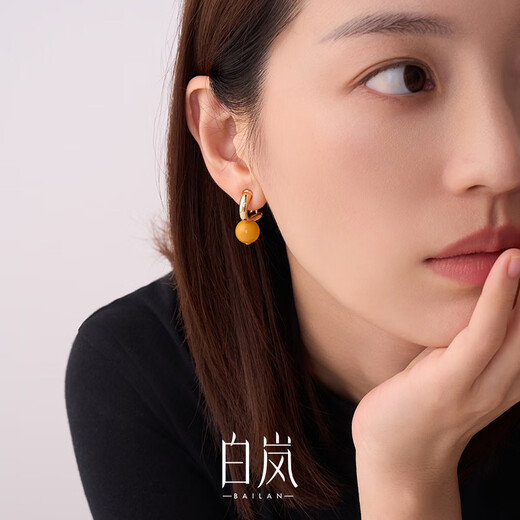 Bailan beeswax ear clip women's earrings niche temperament design sense high-end atmosphere light luxury exquisite birthday gift for wife