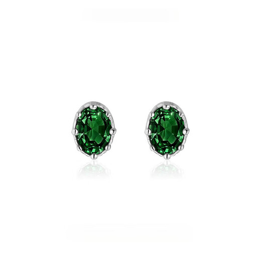 DL 1998 Fat Donglai same style emerald gemstone earrings 999 silver diamond earrings women's light luxury 2023 new style emerald earrings 999 silver