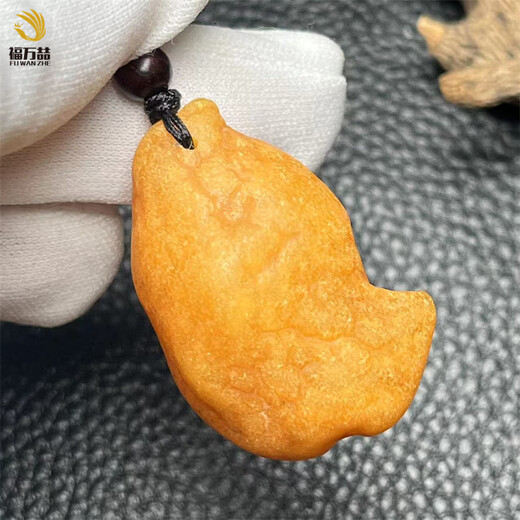 Fuwanzhe Natural Beeswax Raw Stone Pendant Baltic Sea Raw Mineral Amber Fish-shaped Sea Float Pendant 10.15g