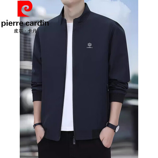 皮尔卡丹（pierre cardin）薄款夹克男士春秋季中青年时尚立领抗皱免烫百搭休闲外套干部商务 黑色 XL
