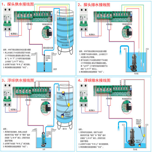 Fully intelligent water level sensor pumping remote control switch water tower water pump automatic water supply controller household liquid level pump treasure upgraded 370W2.2KW single-phase 220V LCD display