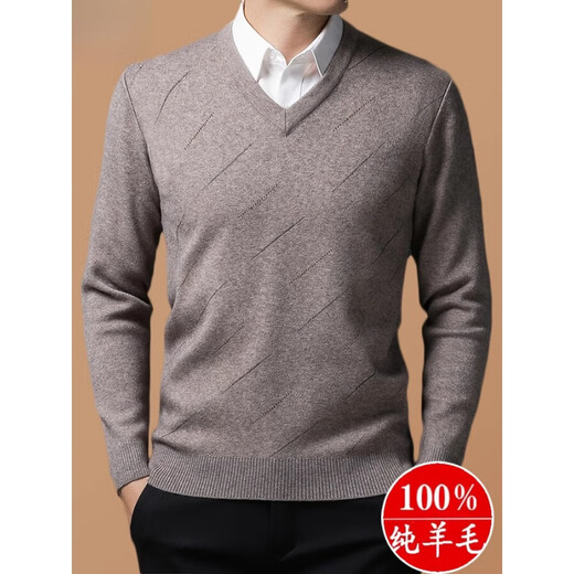 Septemberg (Septwolves) Sweater mittleren Alters Herren verdickter V-Ausschnitt-Strickjacke Herren warmer Winter Vater Hühnchenkragen gestricktes Hemd Basishemd Schwarz grau 6626 190/4XL empfohlen 190-210jin [Jin gleich 0,5 kg]