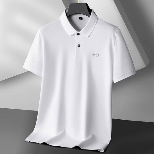 胖大潮大码男装polo衫大号丝光棉短袖加肥加大翻领t恤胖子商务宽松半袖 《6625款》白色 4XL 建议体重180-195