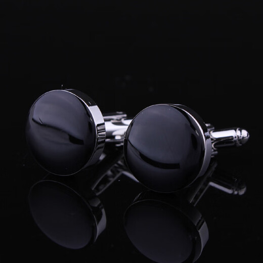 Hunting gift boxed French cufflinks, men's cufflinks, shirt buttons, cuff buttons, men's and women's style, black round enamel_black