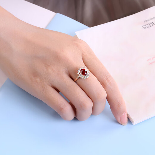 COASZE 18K gold set with 1 carat pigeon blood red ruby ring. Birthday gift for girlfriend and wife. Ready size message (No. 9-20)