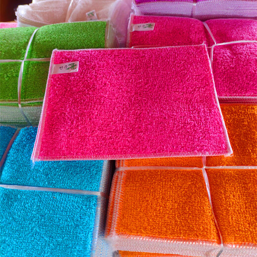 Dish towel, thickened edge lock, colorful plant fiber dish towel, non-stick oil, easy to use rag, white 16*18CM bamboo fiber dish towel