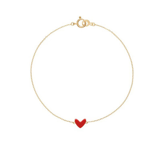 AHKAH thiran heart necklace 18K gold imitation coral small red heart necklace women's jewelry gift AB1647010100 small size