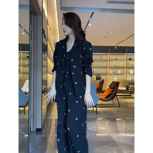 朵预秋款外套女2024新款爆款时尚气质西服套装女秋季高级感显瘦外套马 15271-黑色装 M 【建议80-95斤】