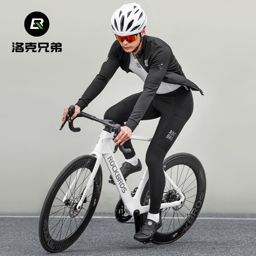 Rock Brothers Cycling Pants Men's Warm Windproof Fleece Lightweight Autumn Road Cycling Pants Equipment Black 3XL