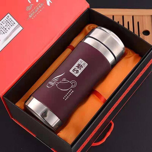 雄沃驰杯紫砂茶杯紫砂内胆保温杯大容量家用水杯定制礼品杯 500ml 紫砂+紫色-简易包装 宜兴紫砂(保温1小时左右)