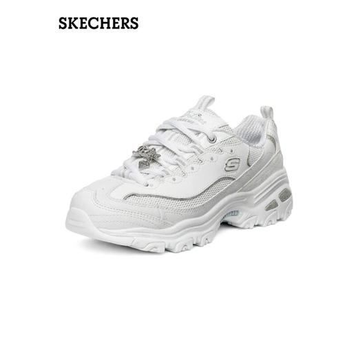 Skechers Classic Retro Diamond Panda Chaussures Casual Shoes Casual's Sole's épaisses petites chaussures blanches 12241 Blanc / Silver / WSL 37