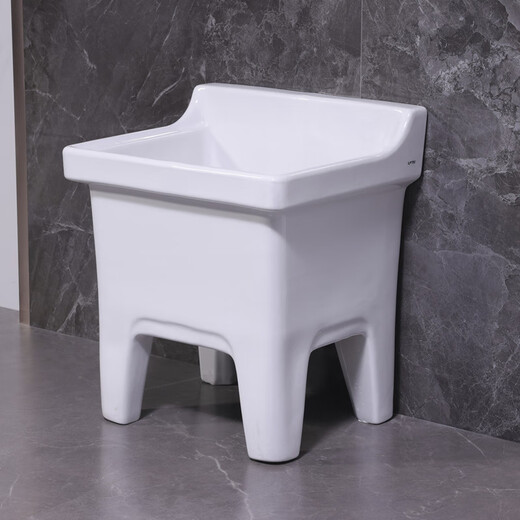 Lefit (lfte) bathroom ceramic mop pool balcony mop trough household Taiwan control large, medium and small mop basin courtyard mop pool 922A manual drain + faucet delivery to home