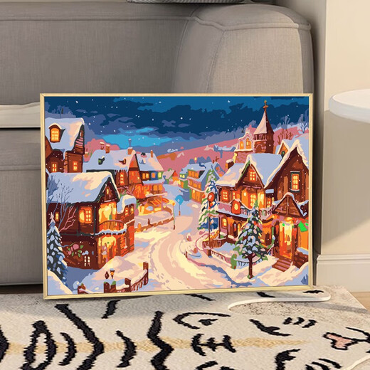 
galison winter lights Christmas DIY digital oil painting handmade coloring gift ins Feng Gaowei decorative painting hanging painting qx15841 60*80cm thick solid wood inner frame + exquisite outer frame (