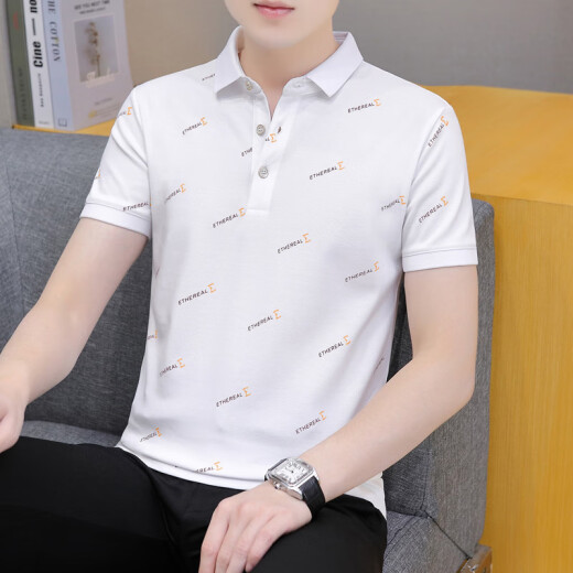 CAIDEN KETCH男装品牌短袖polo衫t 恤男士2025夏季新款商务休闲百搭透气上衣服 黑色679 XL （建议126-140斤）