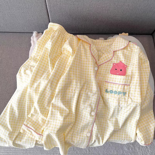 萱慕琳韩版可爱海狸露睡衣女春秋新款学生家居服三件套装夏天外穿 套l1478三件套装 M  建议80-100斤
