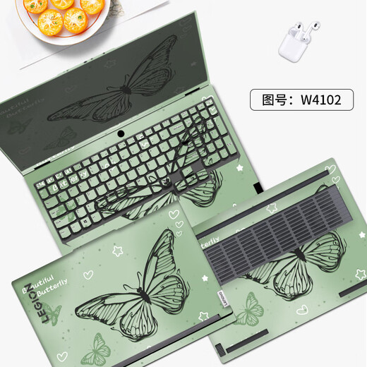 美克杰蝴蝶贴膜适用于2024联想拯救者Y9000P电脑贴纸Y7000P机身贴R7000 W3879 外壳面+屏幕面+键盘面+底部面四面贴膜