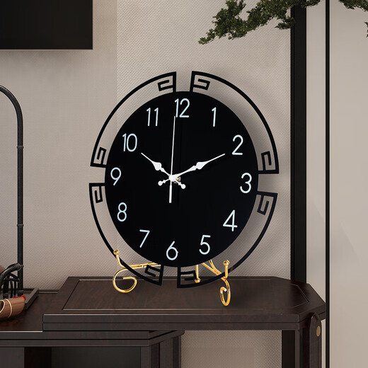 Puduo Clock Decoration HOME DECOR New Chinese Style Table Clock Living Room Desktop Pendulum Clock Art Clock Table Clock TV Cabinet Atmospheric Internet Celebrity Ornament Desktop Clock Large Size 30*32cm