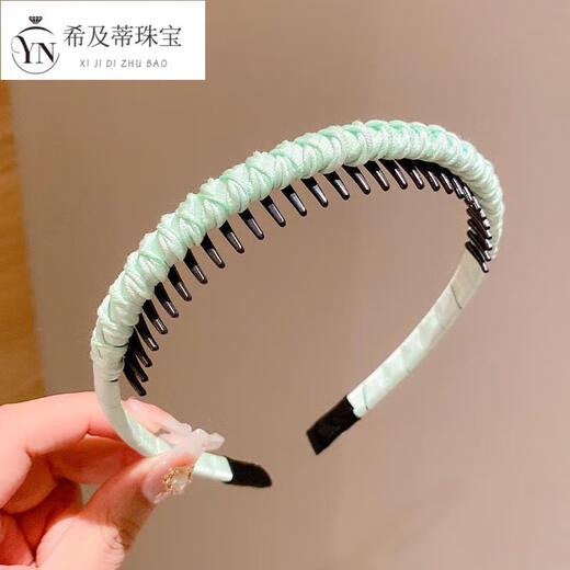 桐汝壁碎发简约带齿防滑发箍儿童布艺格纹头箍女孩发卡头饰女童发饰 6#黑色