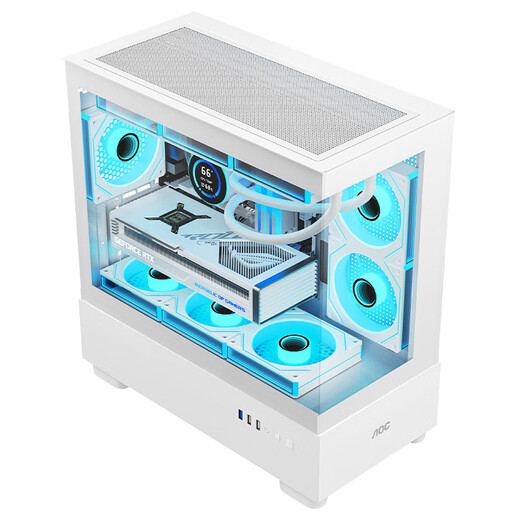AOCCG393W white gaming computer desktop sea view homeowner case double-sided glass/MATX motherboard/360 water cooling/9 fan positions/270 panorama/upper and lower compartments