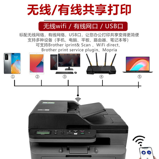 Brother DCP-L2508DW imprimante laser noir et blanc Home Automatic double face imprimante tout-en-un sans fil 5G copie distante Scanning A4 Document WiFi Home DCP-L2548DW Configuration standard