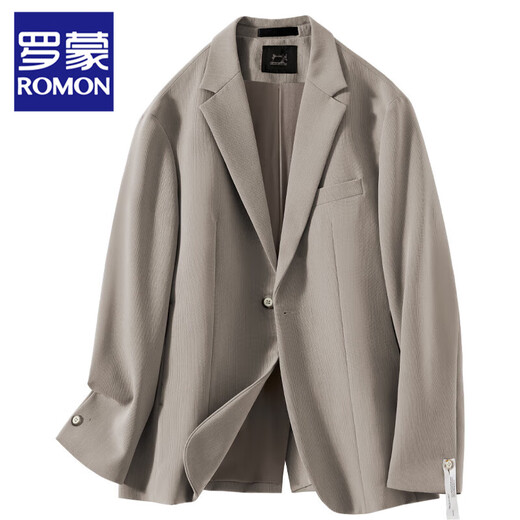 ROMON high-end autumn new casual suit men's loose Korean style handsome trendy men's light mature style suit jacket apricot two-piece suit + pants XL