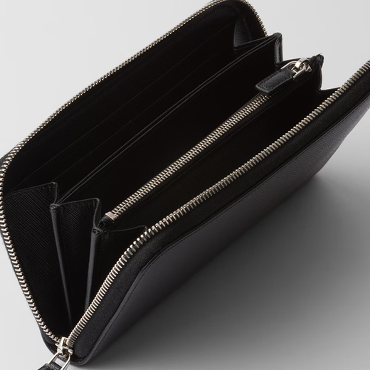 PRADA/普拉达【礼物】男士三角形Saffiano皮革钱夹钱包 黑色