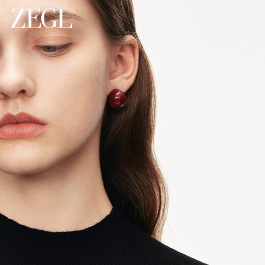 ZEGL Earrings Red Women's Earrings Earrings 925 Silver Needle Temperament High-end Light Luxury Gift for Best Friend's Birthday