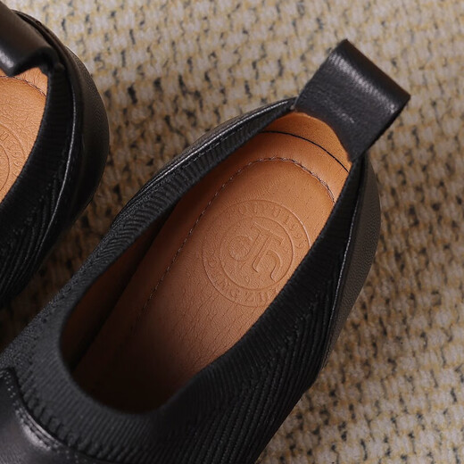 HerSin Baili Talon épais chaussures simples pour le cuir féminin pointu à talon épais talon de la bouche profonde Toe à orteil de mouton automne et hiver nouveau style et bottes nues set de grande taille chaussures noir 38