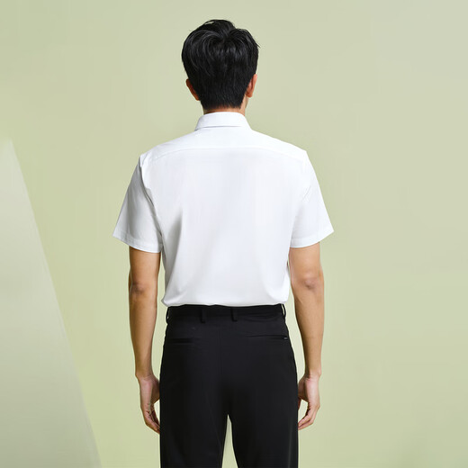 HLA海澜之家短袖衬衫男三防舒微弹尖领衬衣男