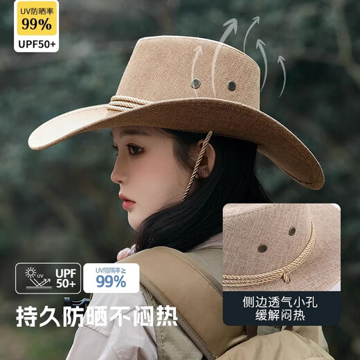 
Meman western cowboy hat men and women summer outdoor travel photo sun protection fisherman hat Tibetan big edge mountaineering hat black