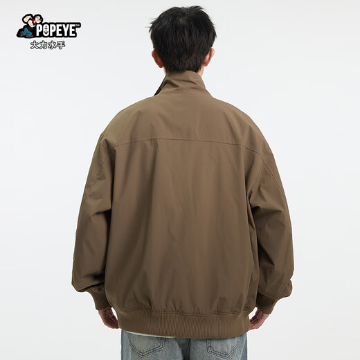 Popeye American Flying Harrington Jacket Men's Autumn and Winter Baseball Couple Cleanfit Jacket DJ15 Brown XL
