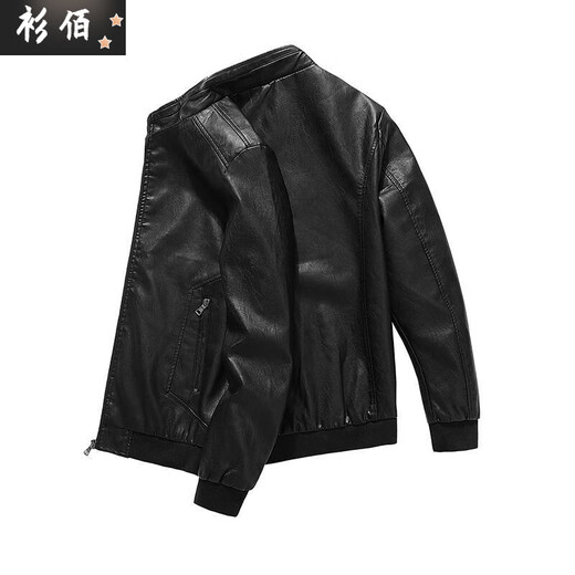 潮韵月新冬季加绒加厚皮夹克保暖修身韩版潮流飞机刺绣机车服男皮毛一体 XY-839黑色皮毛一体 3XL 建议155-170斤