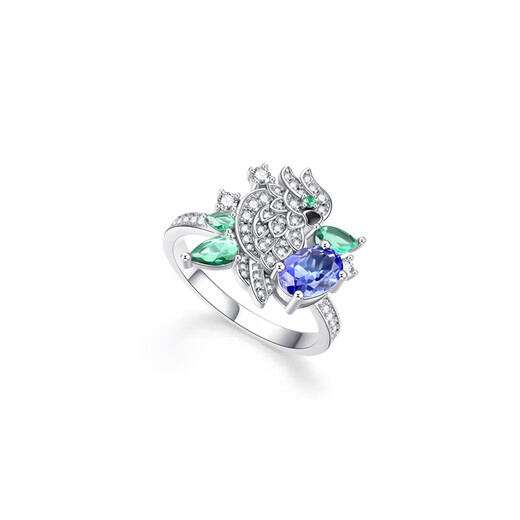 Muye natural colored gemstone 925 silver tanzanite ring parrot ring original design jewelry ring 11-12# 0.73 carat