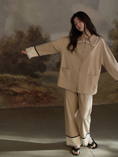 同语（TONGYU）睡衣女莫代尔棉春秋季长袖家居服女士时尚可外穿新款宽松套装 女士M3884 XL 170