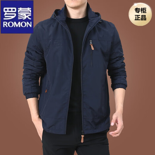 Veste de charge haut de gamme Romon Men de printemps et d'automne Men Outdoor American Tree-Windproof Veste Men Automne Men Automn Sports Veste bleu foncé 9898 Plus Velvet M