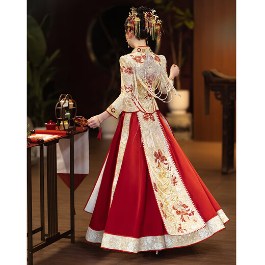 秀禾世家【东方简奢风】秀禾服婚服2025新款出嫁衣中式嫁衣秀禾结婚龙凤褂 「新中式」N-687 S