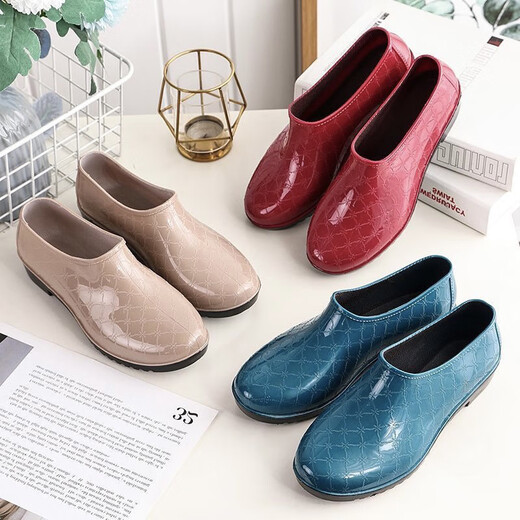 Qisiman vier Staffel Neue Low-Top-Regenstiefel für Frauenküche nicht rutschfeste wasserdichte Schuhe für Frauen Erwachsener kurzer Röhrchen weicher Gummischuhe warmer Schuhabdeckung Einzelschuhe [Dunkelgrün] Einen Größe kleiner 36