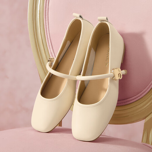 Rote Libellefly Weiche Sohle Frauen Singles Schuhe Spring- und Sommerlichtmund Frauen flache Schuhe bequeme Frauenschuhe Mary Jane Schuhe WTB34375 Beige 37
