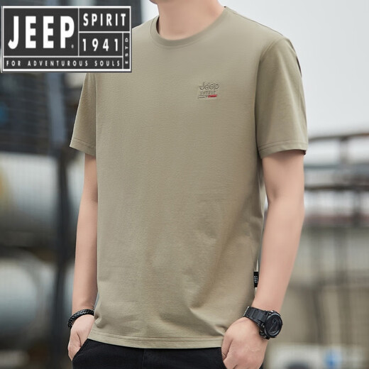 T-shirt à manches courtes de jeep spirit khaki pour hommes 2025 T-shirt américain décontracté décontracté pour hommes 3886 noir M [100-120jin [Jin est égal à 0,5 kg]]]