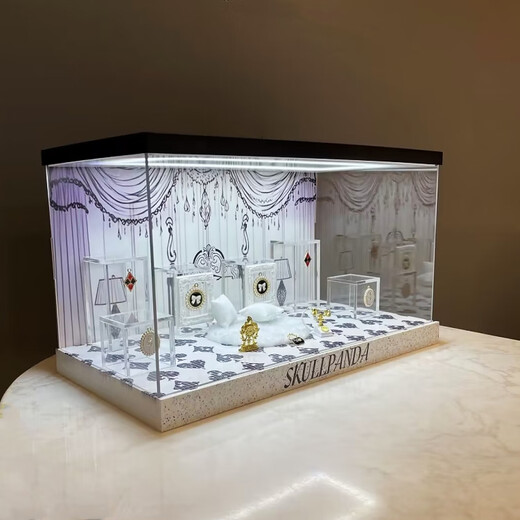 Bubble Mart SKULLPANDA Weekday Wonderland Series Blind Box SP10 Figure Storage Theme Scene Display Box Weekday Wonderland Display Box (Lighting Style) Inkjet Display Box + Props