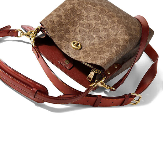 蔻驰（COACH）女包 Willow 22经典LOGO印花水桶包手提斜挎单肩包女士单肩包 棕色C3890B4NQ4
