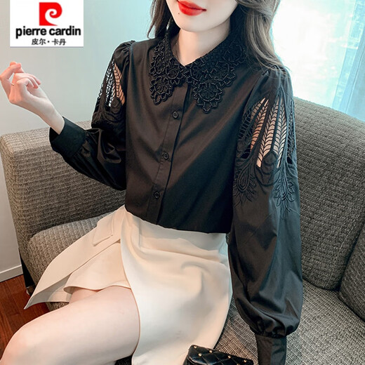 
Piercadian embroidered cotton shirt for women 2025 autumn new fashion embroidered white shirt loose versatile long-sleeved top CY9227 White L [Suggested 111-120Jin [Jin equals 0.5 kg]]