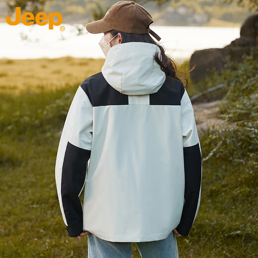 Jeep (JEEP) assault jacket men and women couple coat autumn and winter three-in-one functional three-proof men's clothing ivory white women's style L