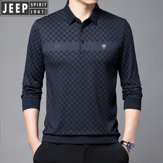 Jeep (Jeep) Base de polo de manga larga para hombres Spring y otoño NUEVA NUEVA INTERNACIONAL Camiseta de solapa de mediana edad Ropa pull-up 9926 Camisa de base de manga larga verde 3xl 185 Sugerencias 155-175Jin [Jin equivale a 0.5 kg]