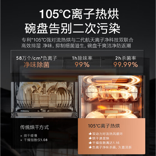 COLMO Black Pearl Dishwasher C2 18 sets for home use, large capacity, independent embedded installation, AI bionic hand washing, ion heating, one-click disinfection, Black Pearl C2 dishwasher, 18 sets, independent embedded dual-use