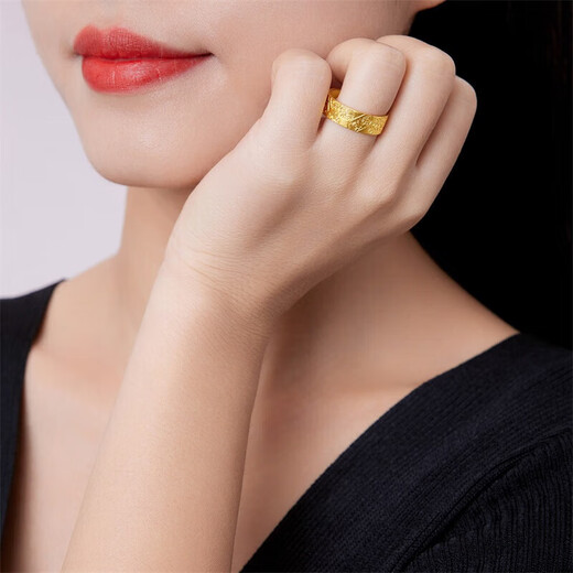 Saphire gold ring for men and women pure gold 999.9 ancient auspicious gold fortune ring open ring about 5.15 grams