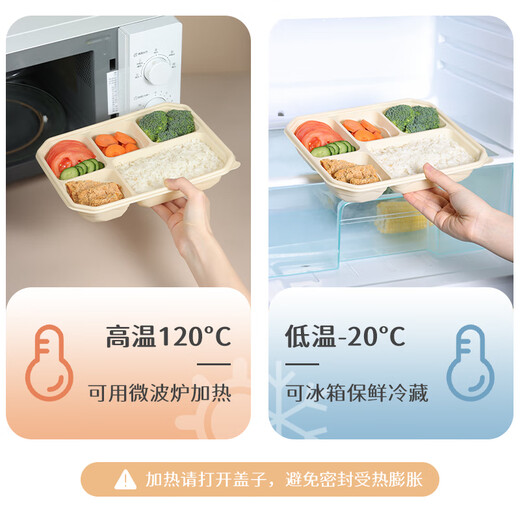 Baiji corn starch disposable lunch box biodegradable microwave lunch box with lid packed fast food lunch box 5 compartments * 20 sets