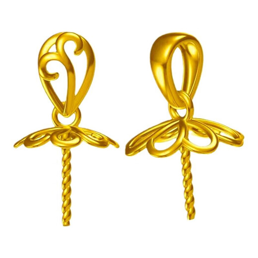 Caizhi 18k gold pendant holder single beeswax zircon inlaid DIY necklace pearl empty holder accessories five types pure 18K yellow (10% off for fake ones)