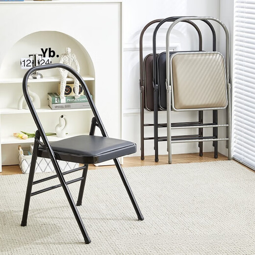 Zairou Yinglang Iyengar yoga chair auxiliary chair folding black Pilates chair thickened thickened folding yoga stool rear double beam black thickened 12-tube wall model